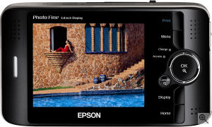 Epson's P-4000 photo viewer. Courtesy of Epson America Inc., with modifications by Michael R. Tomkins. Click for a bigger picture!