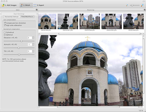 STOIK's PanoramaMaker for Mac: Image stitching screen. Photo provided by STOIK Imaging. Click for a bigger picture!