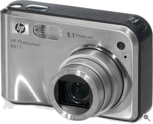 Hewlett Packard's Photosmart R817 digital camera. Courtesy of Hewlett Packard, with modifications by Michael R. Tomkins. Click for a bigger picture!