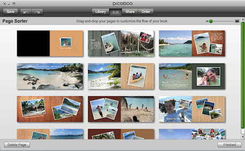 Picaboo X: Sorting pages. Screenshot provided by Picaboo Corp. Click for a bigger picture!