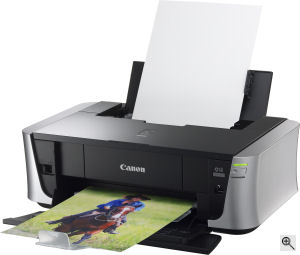 Canon's PIXMA iP3500 photo printer. Courtesy of Canon, with modifications by Michael R. Tomkins. Click for a bigger picture!