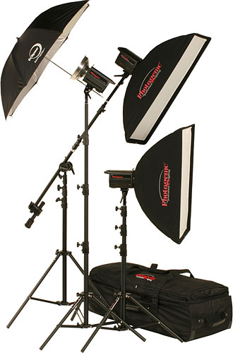 The PL2815KPW Solair™ 3-Light Studio Kit with PocketWizard™ Built-In. Photo provided by Promark International Inc. Click for a bigger picture!
