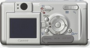 Canon's PowerShot A400 digital camera. Courtesy of Canon, with modifications by Michael R. Tomkins. Click for a bigger picture!