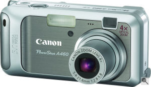 Canon's PowerShot A460 digital camera. Courtesy of Canon, with modifications by Michael R. Tomkins. Click for a bigger picture!