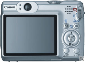 Canon's PowerShot A570 digital camera. Courtesy of Canon, with modifications by Michael R. Tomkins. Click for a bigger picture!