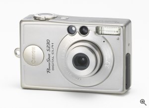 Canon's PowerShot S230 digital camera. Courtesy of Canon, with modifications by Michael R. Tomkins. Click for a bigger picture!