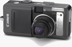 Canon's PowerShot S70 digital camera. Courtesy of Canon, with modifications by Michael R. Tomkins. Click for a bigger picture!
