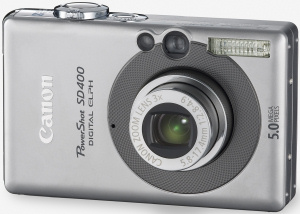 Canon's PowerShot SD400 Digital ELPH. Courtesy of Canon, with modifications by Michael R. Tomkins. Click for a bigger picture!