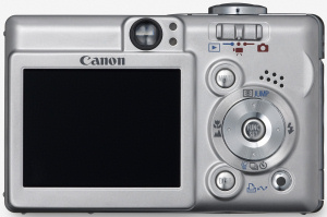 Canon's PowerShot SD400 Digital ELPH. Courtesy of Canon, with modifications by Michael R. Tomkins. Click for a bigger picture!