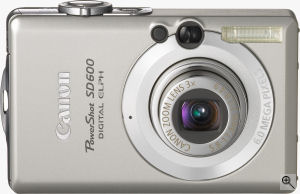 Canon's PowerShot SD600 digital camera. Courtesy of Canon, with modifications by Michael R. Tomkins. Click for a bigger picture!