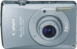 Canon's PowerShot SD750 Digital ELPH digital camera. Courtesy of Canon, with modifications by Michael R. Tomkins. Click for a bigger picture!