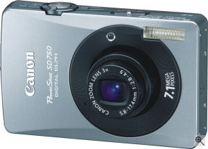 Canon's PowerShot SD750 Digital ELPH digital camera. Courtesy of Canon, with modifications by Michael R. Tomkins. Click for a bigger picture!