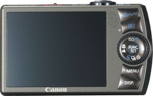 Canon's PowerShot SD880 IS digital camera. Courtesy of Canon, with modifications by Michael R. Tomkins. Click for a bigger picture!