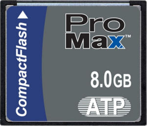 ATP's ProMax 8GB CompactFlash card. Courtesy of ATP, with modifications by Michael R. Tomkins.
