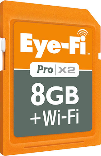 Eye-Fi's Pro X2 8GB SDHC card with 802.11n wifi capability. Rendering provided by Eye-Fi. Click for a bigger picture!