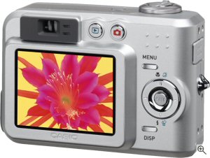 Casio's QV-R51 digital camera. Courtesy of Casio, with modifications by Michael R. Tomkins. Click for a bigger picture!