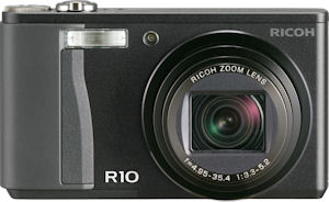 Ricoh's R10 digital camera. Courtesy of Ricoh, with modifications by Michael R. Tomkins. Click for a bigger picture!