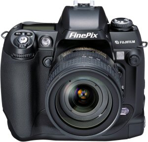Fujifilm's FinePix S3 Pro digital camera. Courtesy of Fujifilm, with modifications by Michael R. Tomkins. Click for a bigger picture!
