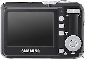 Samsung's S860 digital camera. Courtesy of Samsung, with modifications by Michael R. Tomkins. Click for a bigger picture!