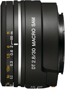 Sony's DT 30mm F/2.8 lens. Photo provided by Sony Electronics Inc. Click for a bigger picture!