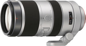 Sony's 70-400mm f/4-5.6 G Series lens. Courtesy of Sony, with modifications by Michael R. Tomkins. Click for a bigger picture!