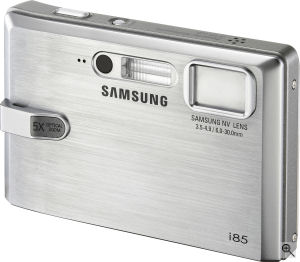 Samsung's i85 digital camera. Courtesy of Samsung, with modifications by Michael R. Tomkins. Click for a bigger picture!