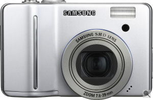 Samsung's S850 digital camera. Courtesy of Samsung, with modifications by Michael R. Tomkins. Click for a bigger picture!