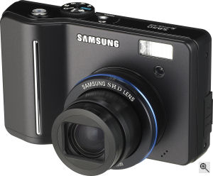 Samsung's S850 digital camera. Courtesy of Samsung, with modifications by Michael R. Tomkins. Click for a bigger picture!