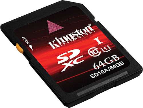 Kingston's 64GB Class 10 SDXC card. Photo provided by Kingston Digital Inc. Click for a bigger picture!