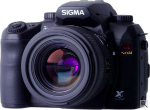 Sigma's SD14 digital SLR. Courtesy of Sigma, with modifications by Michael R. Tomkins. Click for a bigger picture!