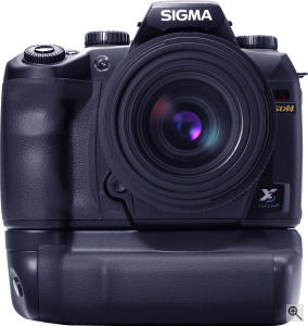 Sigma's SD14 digital SLR. Courtesy of Sigma, with modifications by Michael R. Tomkins. Click for a bigger picture!
