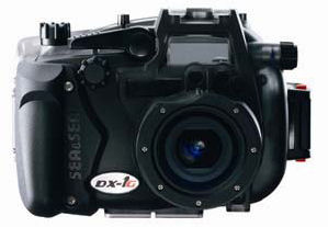 Sea&Sea's DX-1G digital camera. Courtesy of Sea&Sea, with modifications by Michael R. Tomkins. Click for a bigger picture!