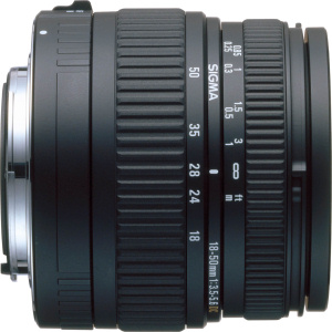 Sigma's 18-50mm F3.5-5.6  DC lens. Courtesy of Sigma, with modifications by Michael R. Tomkins. Click for a bigger picture!