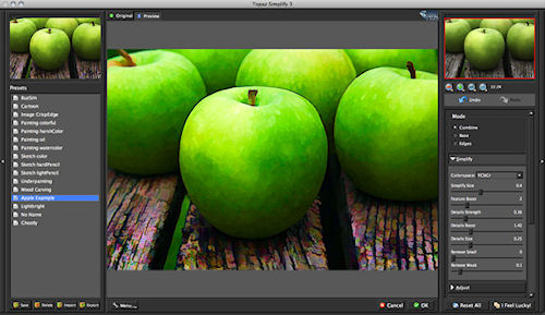 Topaz Simplify v3.0's new user interface. Screenshot provided by Topaz Labs LLC. Click for a bigger picture!