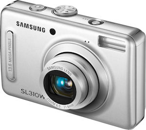 Samsung's SL310W digital camera. Courtesy of Samsung, with modifications by Michael R. Tomkins. Click for a bigger picture!