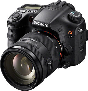 Sony's Alpha SLT-A77 Translucent Mirror camera. Image provided by Sony Electronics Inc. Click for a bigger picture!