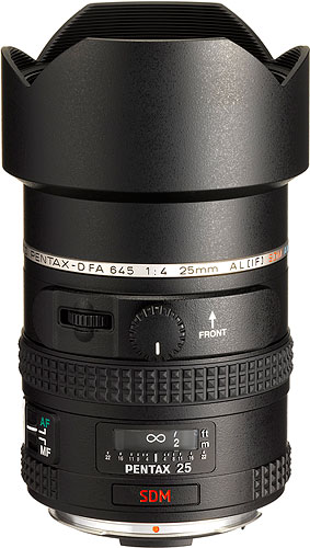 The smc PENTAX D FA 645 25mm F4 AL [IF] SDM AW lens. Photo provided by Pentax Imaging Co. Click for a bigger picture!