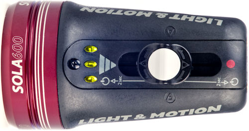 Top view of the Sola 600 compact imaging light. Photo provided by Light & Motion. Click for a bigger picture!