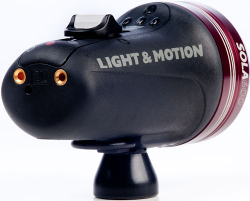 Rear quarter view of the Sola 600 compact imaging light. Photo provided by Light & Motion. Click for a bigger picture!