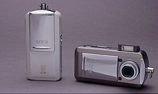 Toshiba's PDR-T30 digital camera. Courtesy of Toshiba Japan, with modifications by Michael R. Tomkins.