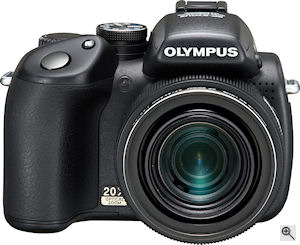 Olympus' SP-570UZ digital camera. Courtesy of Olympus, with modifications by Michael R. Tomkins. Click for a bigger picture!