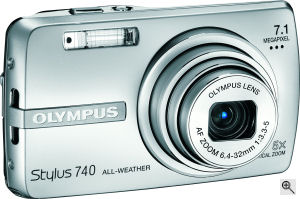 Olympus' Stylus 740 digital camera. Courtesy of Olympus, with modifications by Michael R. Tomkins. Click for a bigger picture!