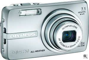 Olympus' Stylus 750 digital camera. Courtesy of Olympus, with modifications by Michael R. Tomkins. Click for a bigger picture!