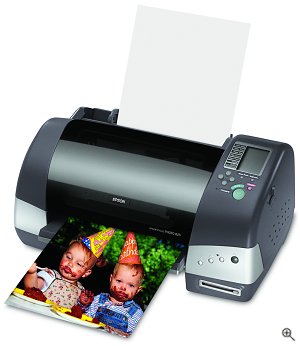Epson's Stylus Photo 825 photo printer. Courtesy of Epson America, with modifications by Michael R. Tomkins.