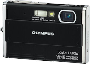 Olympus' Stylus 1050SW digital camera. Courtesy of Olympus, with modifications by Michael R. Tomkins. Click for a bigger picture!