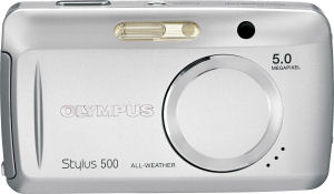 Olympus' Stylus 500 digital camera. Courtesy of Olympus, with modifications by Michael R. Tomkins. Click for a bigger picture!