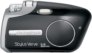Olympus's Stylus Verve S digital camera. Courtesy of Olympus, with modfications by Michael R. Tomkins. Click for a bigger picture!
