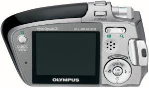 Olympus's Stylus Verve S digital camera. Courtesy of Olympus, with modfications by Michael R. Tomkins. Click for a bigger picture!