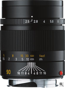 Leica's Summarit-M 90mm f2.5 lens. Courtesy of Leica, with modifications by Michael R. Tomkins. Click for a bigger picture!