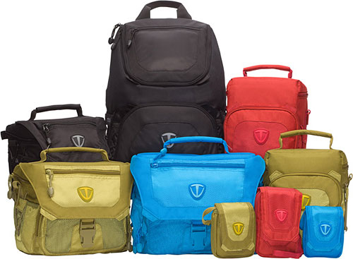 Tenba's Vector Collection of bags includes a daypack, two top load bags, three shoulder bags, and three pouches. Photo provided by MAC Group. Click for a bigger picture!